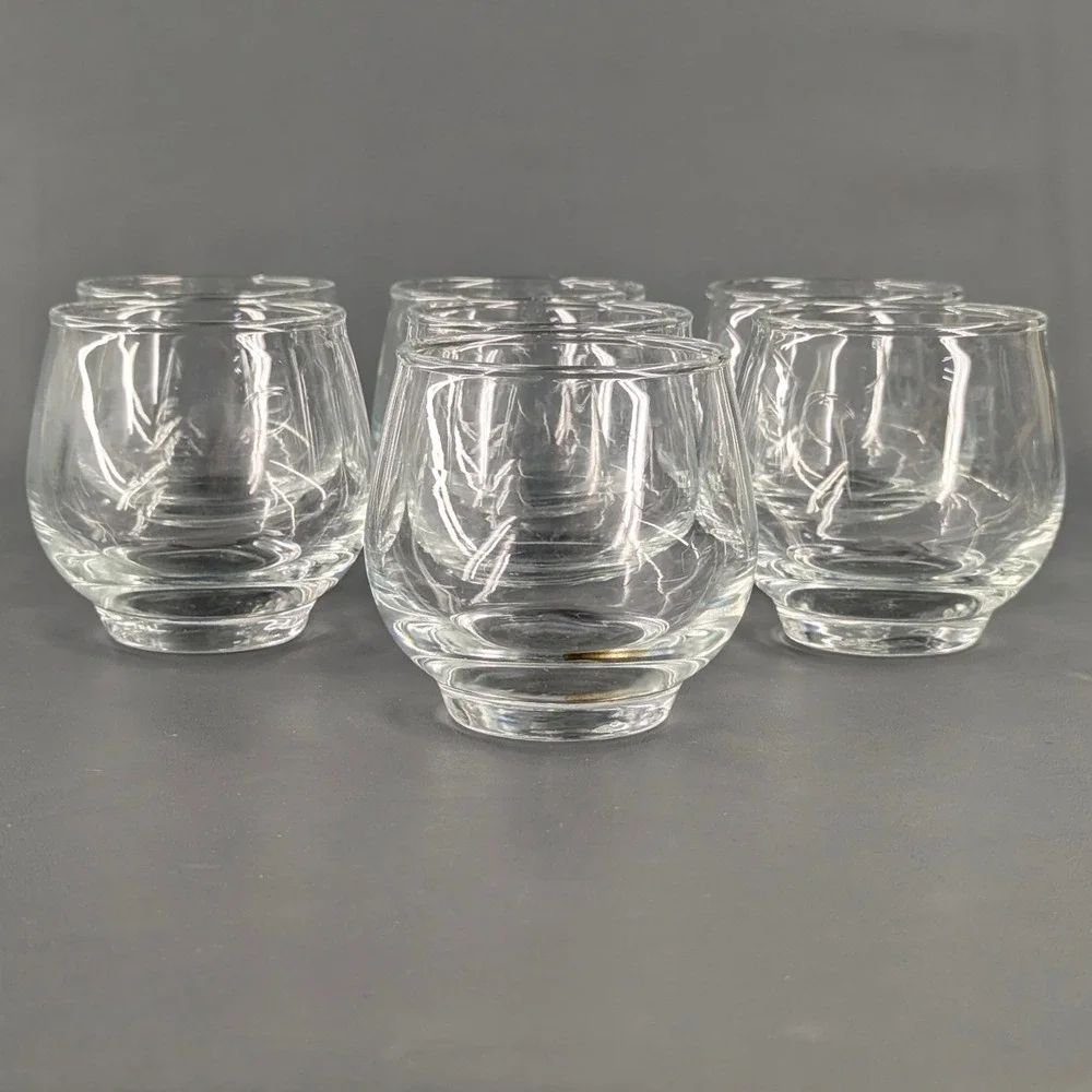 Set of 7 Clear Glass Stemless Snifters Weighted Base Whiskey Brandy Tumblers